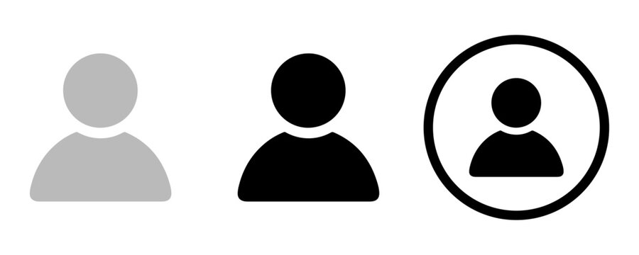 Simple black silhouette of a person icon vector illustration.  PNG. Editable stroke. User account icon set, Profile avatar.
