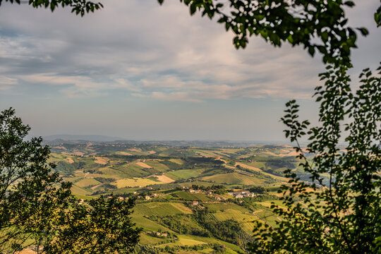 Marche, Italy. Spectacular spring landscape of the Marche hills.