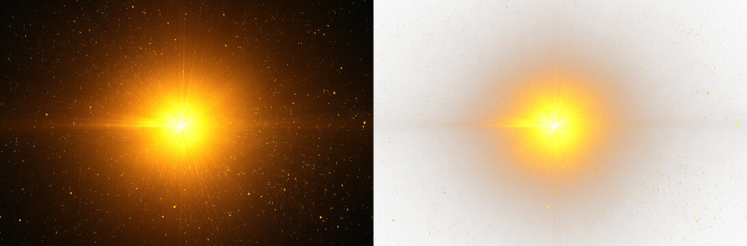 Golden light streak with radiant horizontal shine overlay PNG