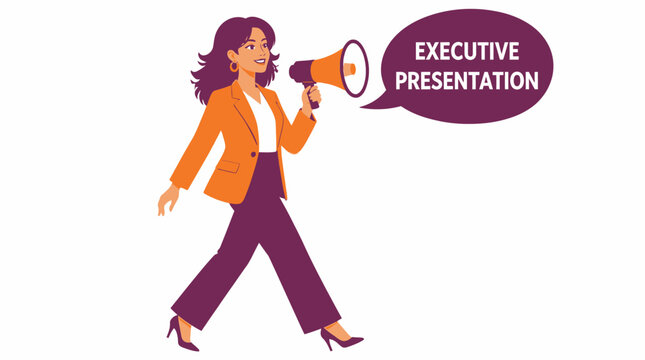 Confident businesswoman making an executive presentation announcement.