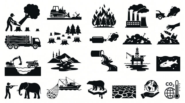 Environmental Conservation Awareness Silhouettes Featuring Pollution and Habitat Loss