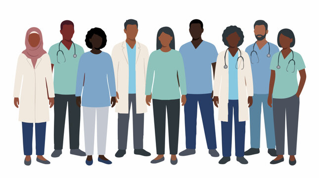 Diverse Group of Multi-Ethnic Healthcare Professionals Standing Together