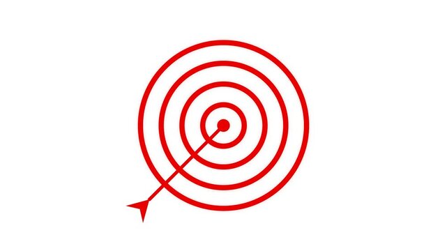 Target icon with arrow hitting the center bullseye symbol for business success and goal achievement
