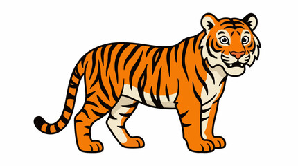 Fototapeta premium A cartoon tiger with orange and black stripes