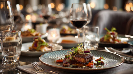 Fototapeta premium Luxury Restaurant Fine Dining Table Setting