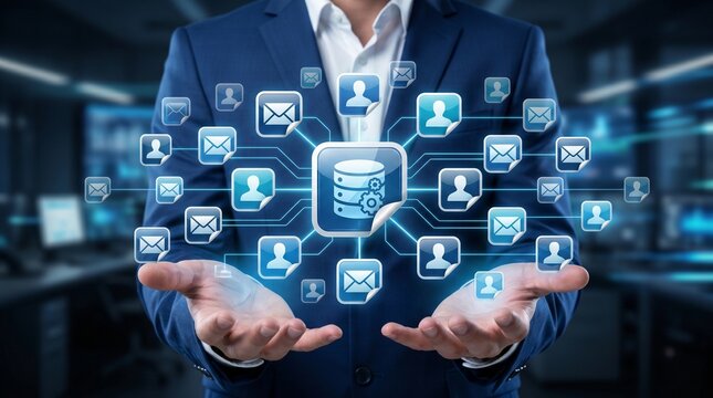Database email. Automated mail delivery, server email system, database management, email automation, business communication technology