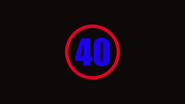 Speed limit 40 sign animation, maximum speed forty concept, clean road safety symbol, modern traffic regulation design, smooth motion graphics, minimalist style, transparent background...