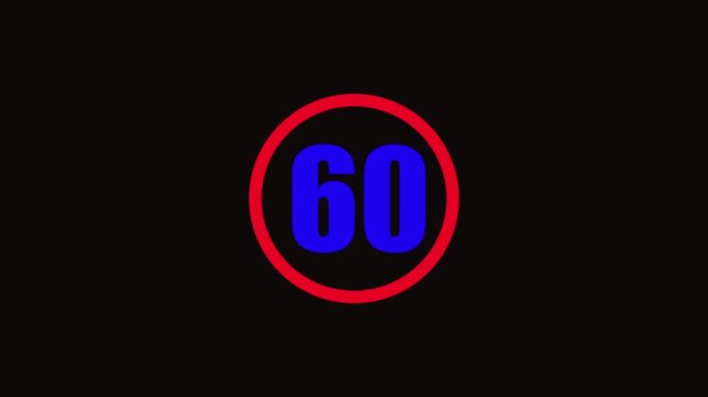 Speed limit 60 sign animation, maximum speed forty concept, clean road safety symbol, modern traffic regulation design, smooth motion graphics, minimalist style, transparent background...