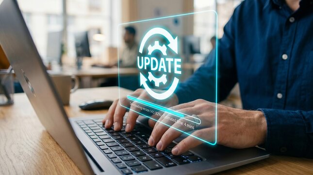 Update of system and software. Security patch, firmware upgrade, software update, bug fixes, system maintenance, IT security