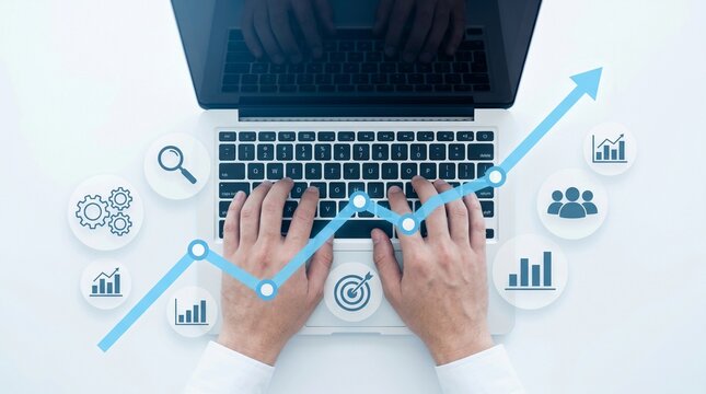 Web analytics and digital marketing. Business analytics, website performance, digital metrics, online marketing data, web traffic analysis