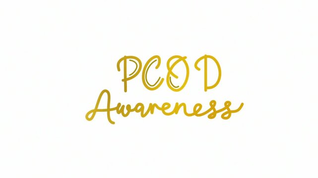 PCOD awareness One line continuous animated typography intro outro animation video, hand drawn calligraphy lettering monoline vintage text hand drawing outline golden type on white background bg backd