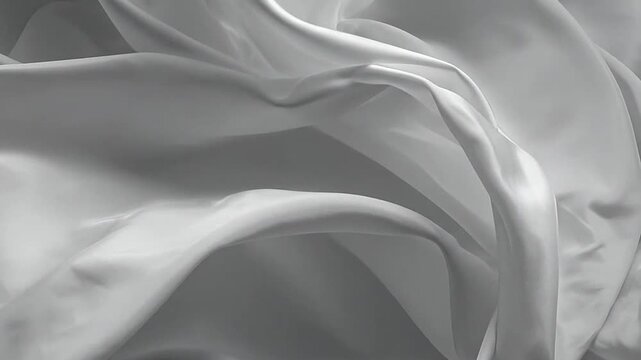 Elegant white silk fabric swirling in a graceful abstract pattern