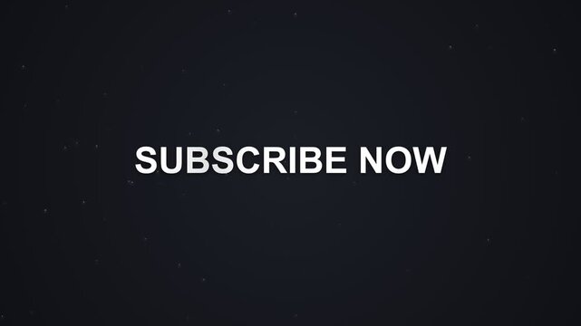 Subscribe now text animation with a clean modern white font style on a dark background for video