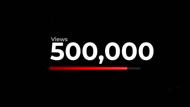 Views counter reaching five hundred thousand milestone on a digital video streaming platform screen
