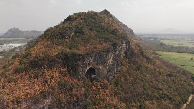 Aerial view of Khao Thalu Miti on a sunny dry season day