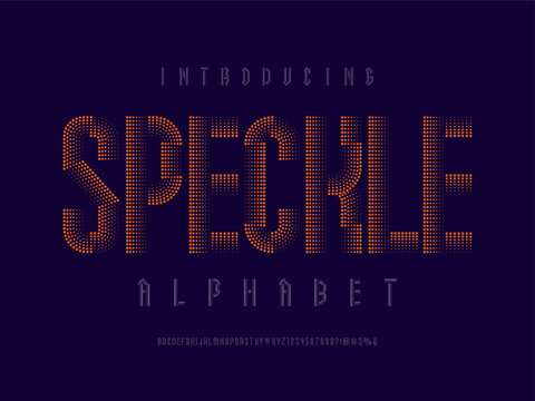 Dotted alphabet design with uppercase, numbers and symbols