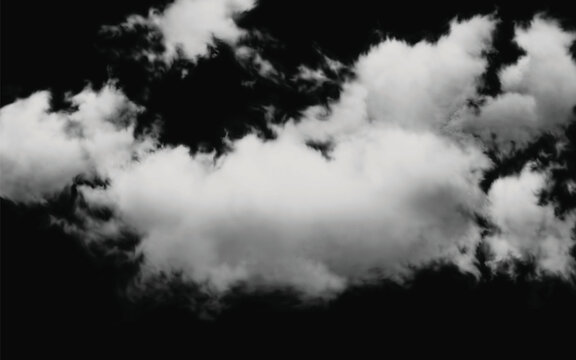 White clouds on a dark background in the sky with black space