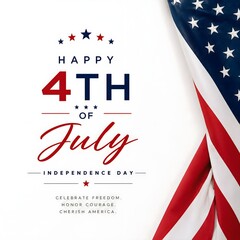Obraz premium Minimal 4th of July Independence Day Typography Design with American Flag