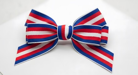 Obraz premium Red, White, and Blue Striped Hair Bow for USA Independence Day Celebration