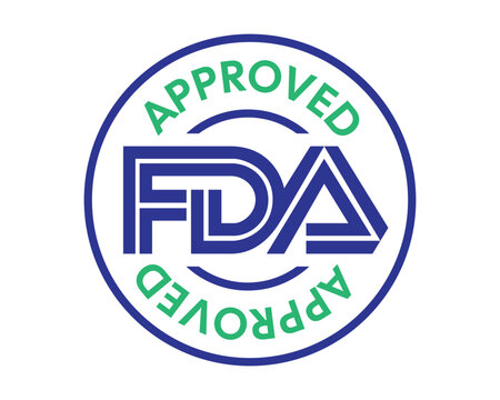 FDA Approved Circular Badge Vector Illustration with Official Certification Seal, Regulatory Compliance Mark, Quality Assurance Logo and Verified Approval Stamp
