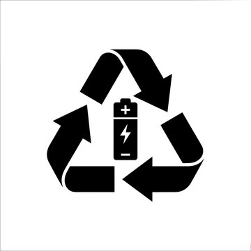 Battery recycling icon for sustainable energy and environment