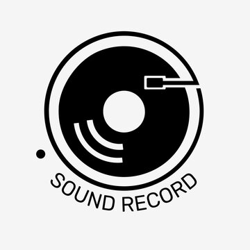 Black and white logo of a vinyl record with 'Sound Record' text.