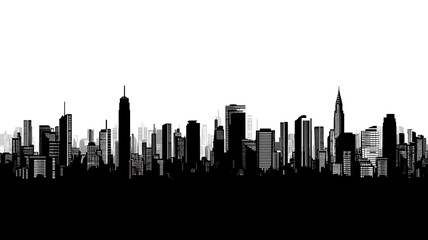 Obraz premium City skyline silhouette with detailed windows vector illustration