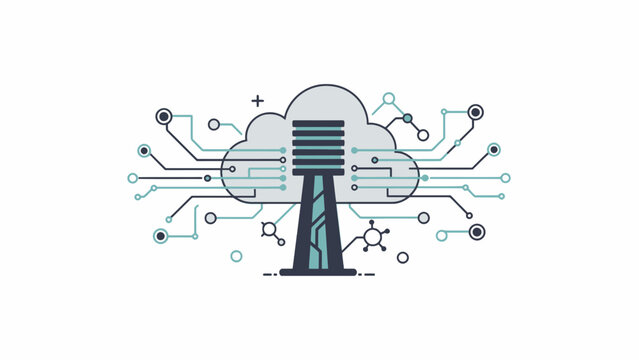 Cloud computing server with network connections.