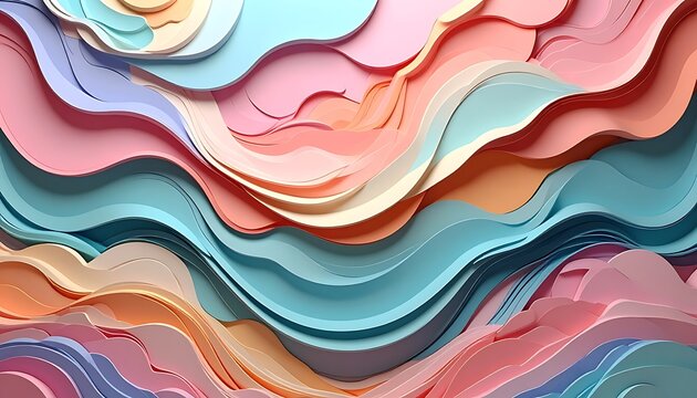 Colorful layered paper wave design background.