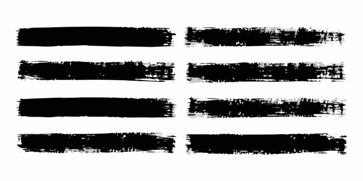 Black brush strokes a set of eight horizontal paint textures