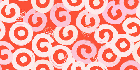 Fototapeta premium Swirl pattern with thick lines coral and white color scheme