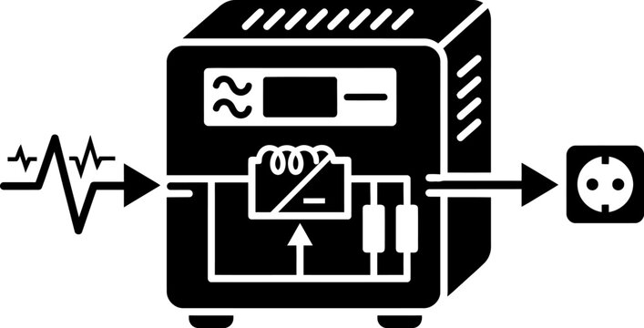 Power stabilizer outline icon for electricity regulation