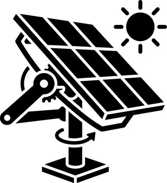 Solar panel tracker glyph icon, renewable energy system