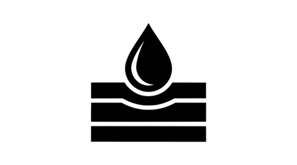 Fototapeta premium Black vector graphic depicting a clean water droplet resting on distinct horizontal subterranean soil layers, representing groundwater, geology, and geological filtration
