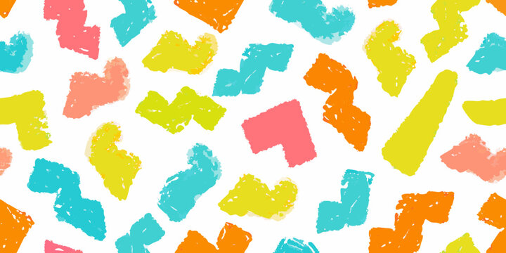 Colorful abstract paint blotches pattern on a white background