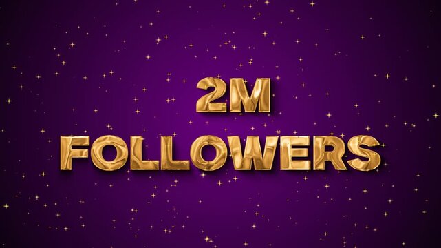 Gold 2 Million Followers Text With Sparkles social media