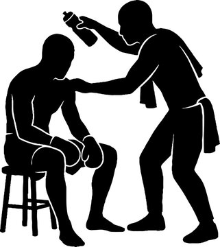 Silhouette of two men in a confrontational stance.