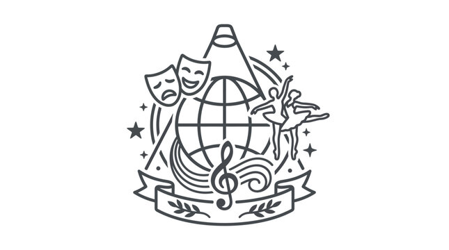 Global performing arts and theater culture line icon.