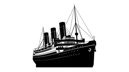 Ocean Liner Silhouette: A striking silhouette of a majestic ocean liner, a symbol of grand voyages and historical travel, evokes a sense of classic elegance and adventure. © Mf