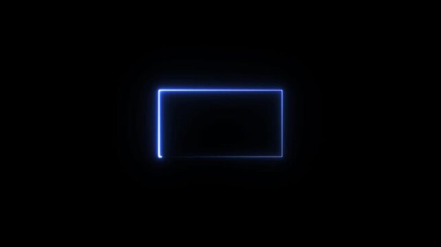 Abstract brown neon glowing line frame, animated moving led light screen box projection 3d rendering.Bright neon effect rectangle frame Loop background. Animation of glowing neon rectangles abstract.