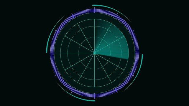 Digital red radar with targets on monitor in searching on Transparent Background.
