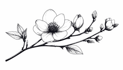 Detailed drawing of a magnolia flower. © Bakeke