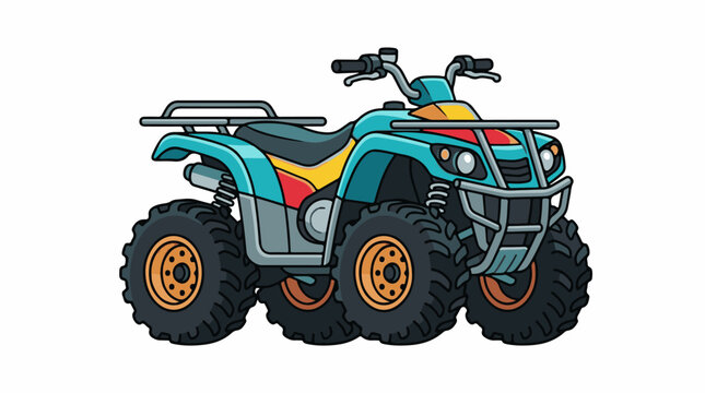 A colorful cartoon all-terrain vehicle with large tires
