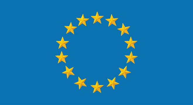 European union flag with yellow stars on blue background isolated on transparent background, Vector