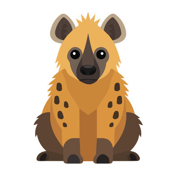 A simple and modern flat 2D vector of a Hyena, isolated on a pure white background.