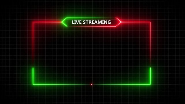 live streaming neon text frame animation box frame neon frame live streaming game live. motion graphic of neon box frame live streaming concept.