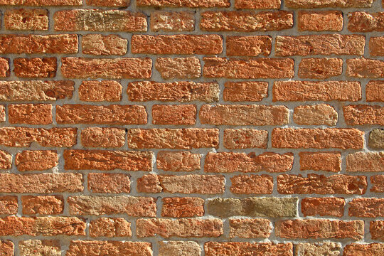 Ancient red brick wall texture in Venice Italy as abstract background
