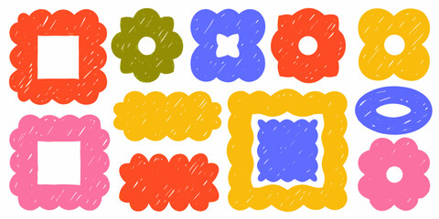 Colorful floral and geometric shapes vector illustration on white background © ShibuProsad