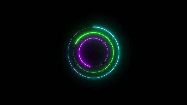 Abstract neon glowing circle frame loading. motion graphic of circle frame concept on a transparent background. 4k video