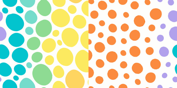 Colorful confetti dot pattern on a white background seamless repeat